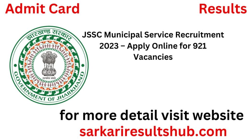 JSSC Municipal Service Recruitment