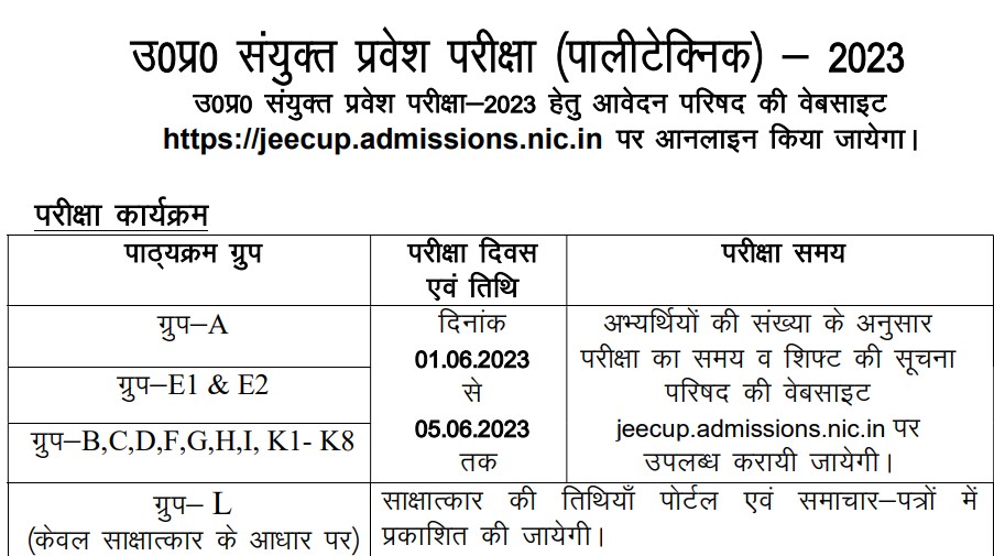 UP Polytechnic JEECUP Admissions 2023 Exam Admit Card