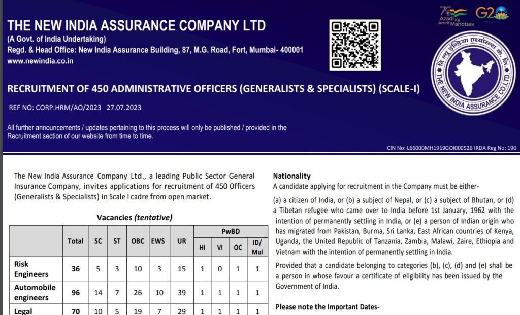 New India Assurance Company Ltd NIACL Recruitment-2023