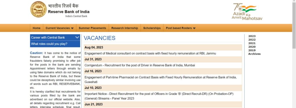 Reserve Bank RBI Officers Grade B 