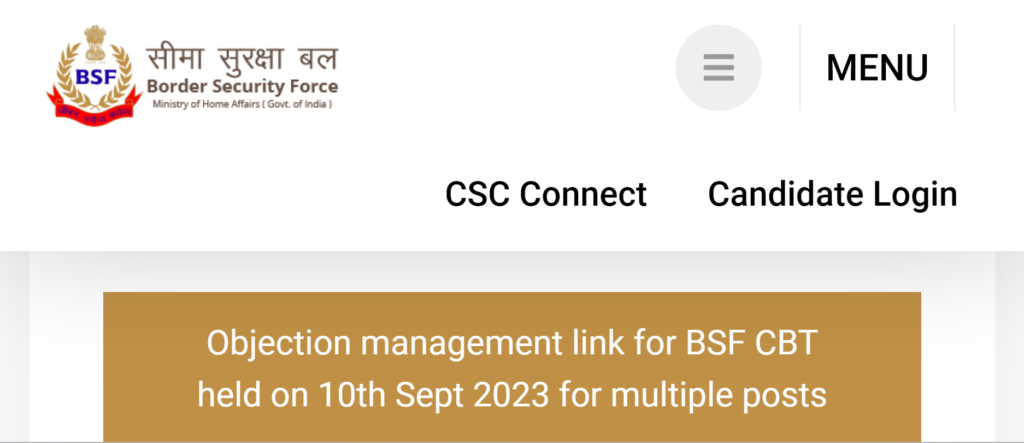 BSF HC RO / RM CBT Exam Result 2023