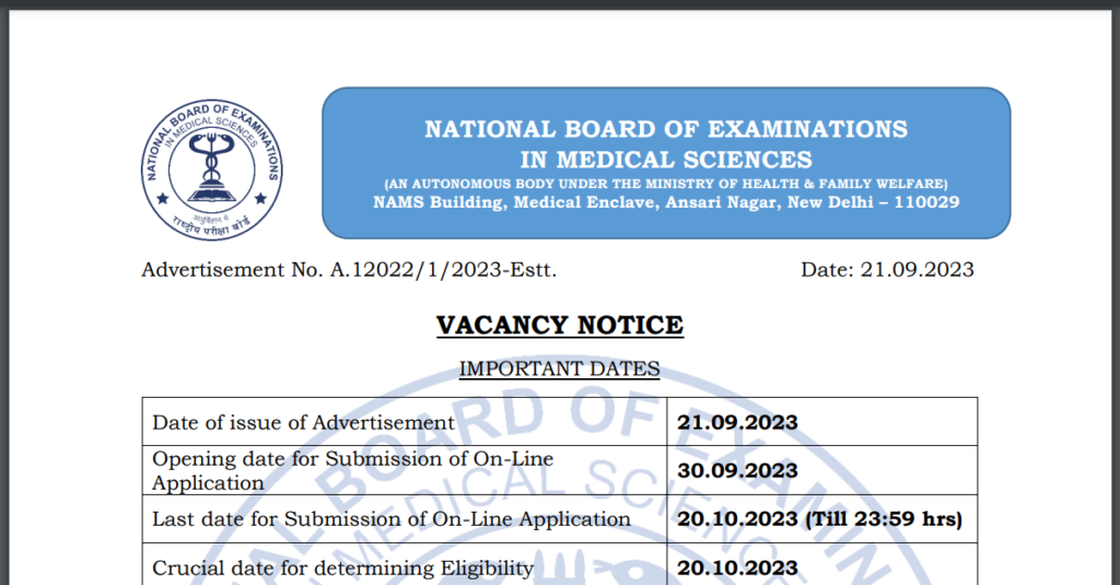 NBEMS Recruitment 2023 