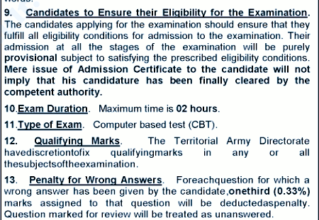 Territorial Army Commission Online Exam 2023