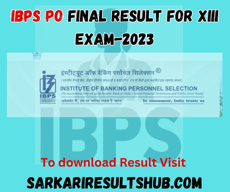 IBPS PO Final Result for XIII Exam