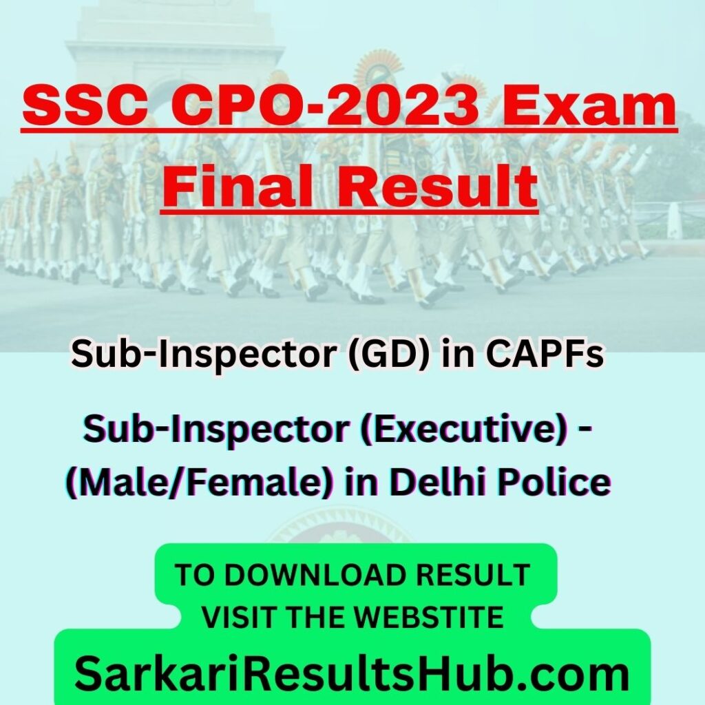 SSC CPO-2023 Exam Final Result 